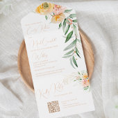 Elegant Modern Oranje geel Waterverf Bloemen All In One Uitnodiging