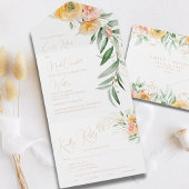 Elegant Modern Oranje geel Waterverf Bloemen All In One Uitnodiging