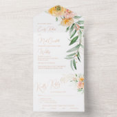 Elegant Modern Oranje geel Waterverf Bloemen All In One Uitnodiging (Binnen)