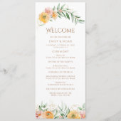 Elegant Modern Oranje geel Waterverf Bloemen Programmakaart (Voorkant)