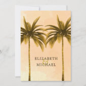 Elegant modern Oranje palm tropical Wedding Kaart (Voorkant)