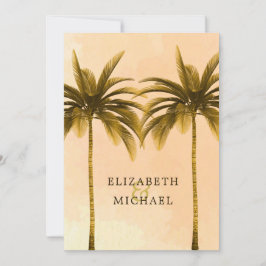 Elegant modern Oranje palm tropical Wedding Kaart