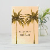Elegant modern Oranje palm tropical Wedding Kaart (Staand voorkant)