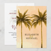 Elegant modern Oranje palm tropical Wedding Kaart (Voorkant / Achterkant)