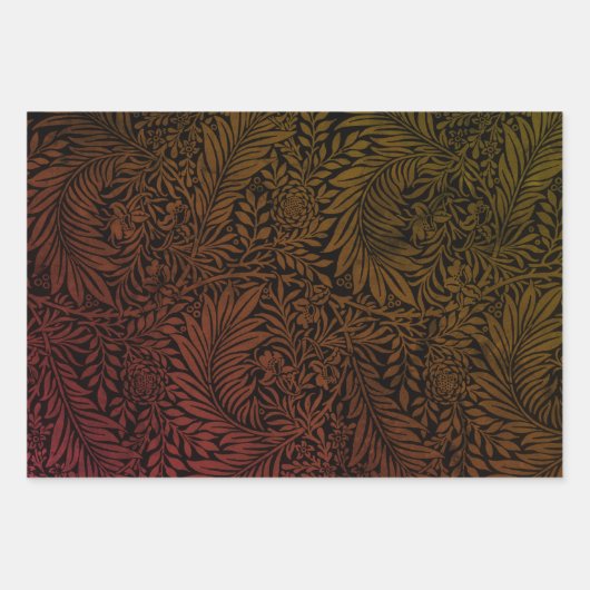 Elegant modern Oranje Rust Black Floral Pattern Inpakpapier Vel (Voorkant 2)