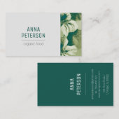 Elegant Modern  Organic Green Flowers Visitekaartje (Voorkant / Achterkant)