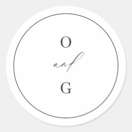 Elegant modern paar monogrammen minimalistische br ronde sticker