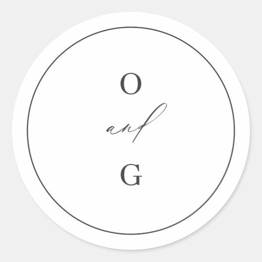 Elegant modern paar monogrammen minimalistische br ronde sticker (Voorkant)