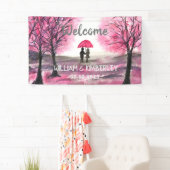 Elegant modern paar roze Floral Rustic Wedding Spandoek (Insitu)