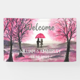 Elegant modern paar roze Floral Rustic Wedding Spandoek