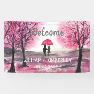 Elegant modern paar roze Floral Rustic Wedding Spandoek