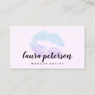 Elegant modern paars blauw glitter lippen make-up visitekaartje