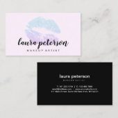 Elegant modern paars blauw glitter lippen make-up visitekaartje (Voorkant / Achterkant)