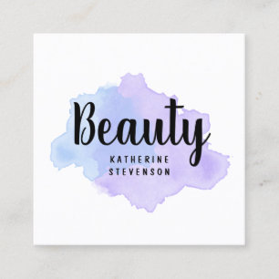 Elegant modern paars en blauw waterverf schoonheid vierkante visitekaartje