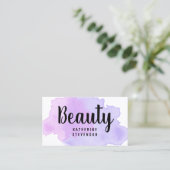 Elegant modern paars en violet waterverf schoonhei visitekaartje (Staand voorkant)