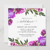 Elegant modern Paars Floral Vrijgezellenfeest Kaart (Voorkant)