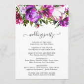 Elegant Modern Paars Floral Wedding Programmakaart (Achterkant)