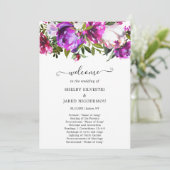 Elegant Modern Paars Floral Wedding Programmakaart (Staand voorkant)