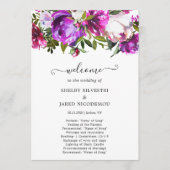 Elegant Modern Paars Floral Wedding Programmakaart (Voorkant)