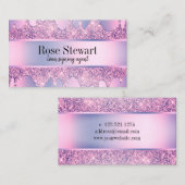 Elegant modern paars glitter druipt notaris visitekaartje (Voorkant / Achterkant)