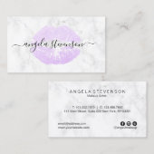 Elegant modern paars glitter lipt witte marmer visitekaartje (Voorkant / Achterkant)