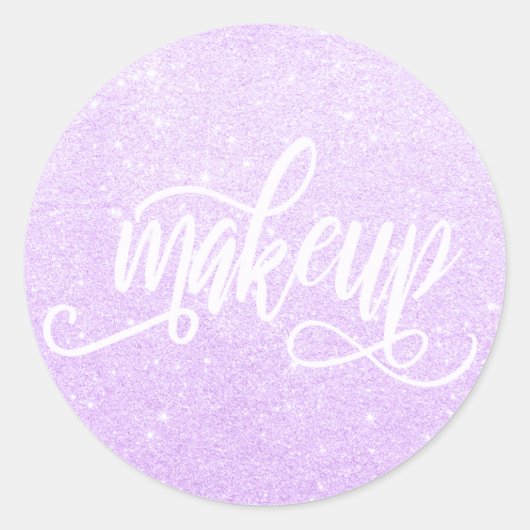 Elegant modern paars glitter make-up ronde sticker (Voorkant)
