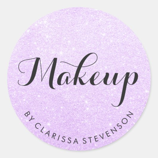 Elegant modern paars glitter make-up ronde sticker (Voorkant)