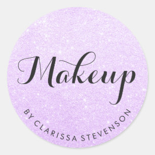 Elegant modern paars glitter make-up ronde sticker