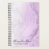 Elegant modern paars glitter witte marmer planner (Voorkant)