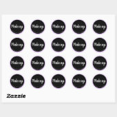 Elegant modern paars glitter zwarte make-up ronde sticker (Vel)