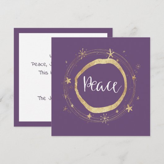 Elegant modern Paars Gold Star-ziektebewijs Feestdagenkaart (Voorkant / Achterkant)