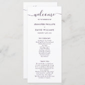 Elegant Modern Paars Huwelijksprogramma Programmakaart (Voorkant / Achterkant)