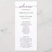 Elegant Modern Paars Huwelijksprogramma Programmakaart (Voorkant)