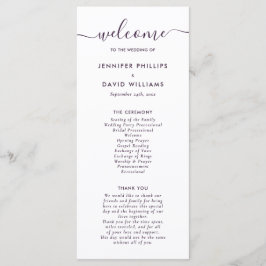 Elegant Modern Paars Huwelijksprogramma Programmakaart