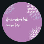 Elegant modern Paars Lila Silvery Floral Wedding Ronde Sticker<br><div class="desc">Pas aan met om het even welke tekst. Overeenkomende objecten zijn beschikbaar.</div>