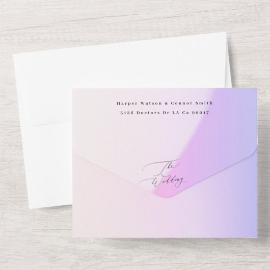 Elegant Modern Paars Ombre Tie Dye Wedding All In One Uitnodiging (Achterkant)