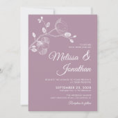 Elegant modern paars orchideeën bruiloft kaart (Voorkant)