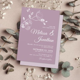 Elegant modern paars orchideeën bruiloft kaart