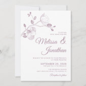 Elegant modern paars orchideeën bruiloft kaart (Voorkant)