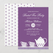 Elegant modern Paars Tea Party Vrijgezellenfeest Kaart (Voorkant / Achterkant)
