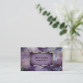 Elegant modern Paars Violet Silver Wedding Visitekaartje (Staand voorkant)