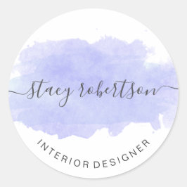 Elegant modern paars waterverf interieurontwerper ronde sticker