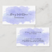 Elegant modern paars waterverf interieurontwerper visitekaartje (Voorkant / Achterkant)