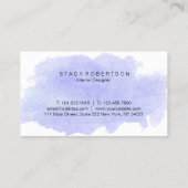 Elegant modern paars waterverf interieurontwerper visitekaartje (Achterkant)