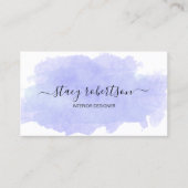 Elegant modern paars waterverf interieurontwerper visitekaartje (Voorkant)