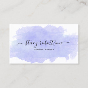 Elegant modern paars waterverf interieurontwerper visitekaartje