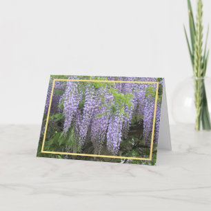Elegant Modern Paars Wisteria Foto Golden Lijst Kaart