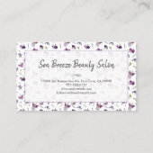 Elegant Modern Paarse Bloemen Botanisch Monogram Visitekaartje (Achterkant)