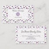 Elegant Modern Paarse Bloemen Botanisch Monogram Visitekaartje (Voorkant / Achterkant)