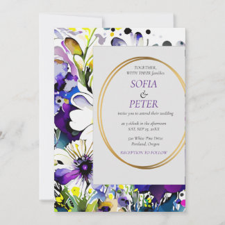 Elegant modern paarse bloemen kaart